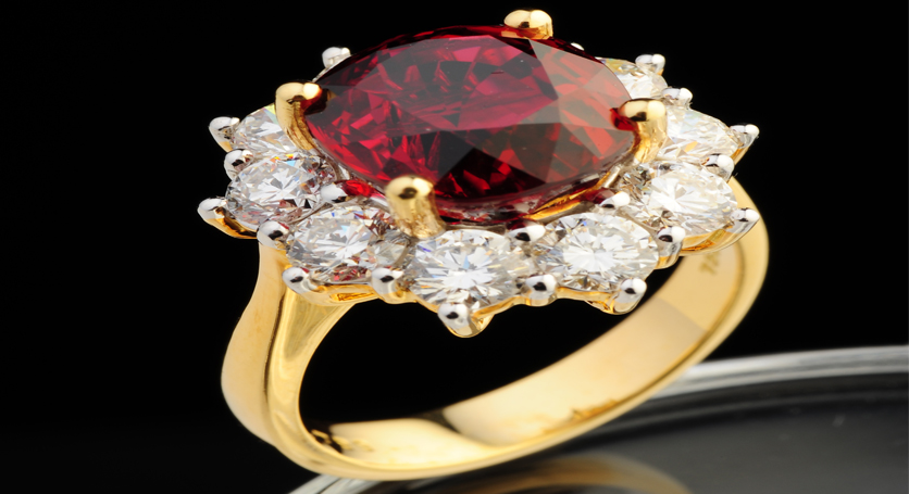 18K Yellow Gold with Ruby and Diamond Ring