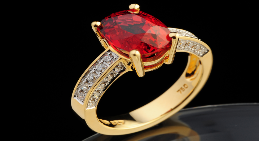 18K Yellow Gold with Ruby and Diamond Ring