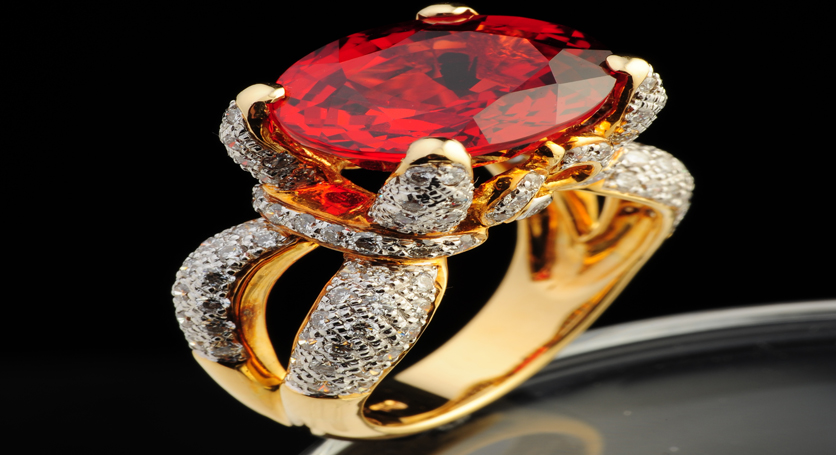 18K Yellow Gold with Ruby and Diamond Ring