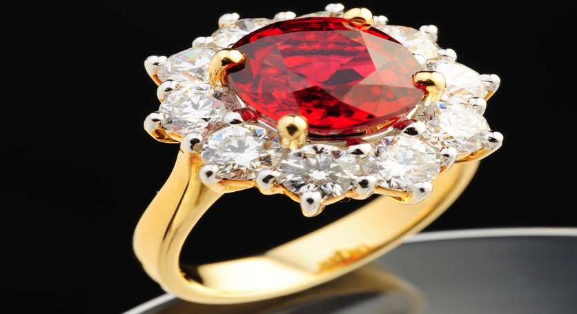 18K Yellow Gold with Ruby and Diamond Ring