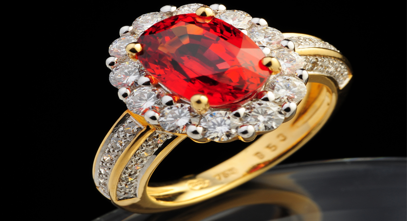 18K Yellow Gold with Ruby and Diamond Ring