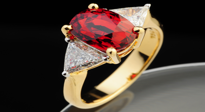 18K Yellow Gold with Ruby and Diamond Ring