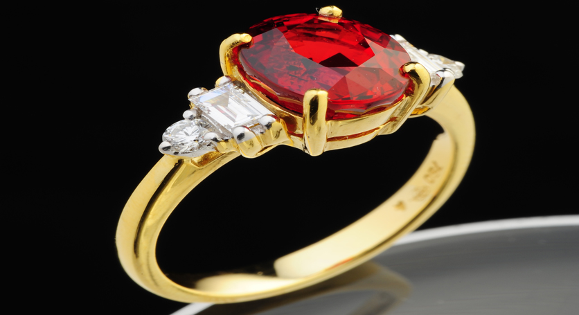 18K Yellow Gold with Ruby and Diamond Ring