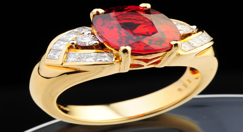 18K Yellow Gold with Ruby and Diamond Ring