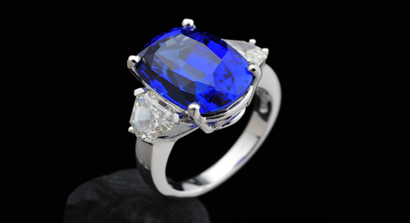 18K White Gold with Sapphire and Diamond Ring