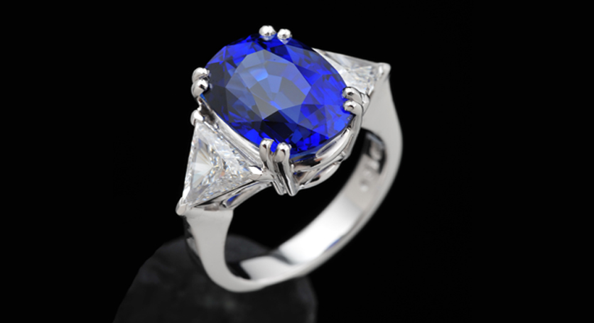 18K White Gold with Sapphire and Diamond Ring