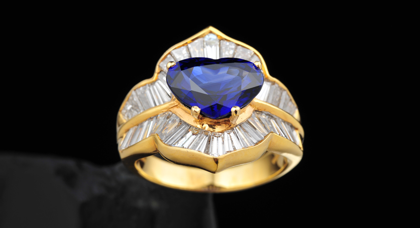 18K Yellow Gold with Sapphire and Diamond Ring