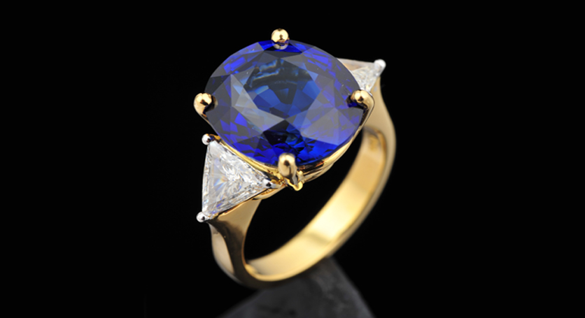 18K Yellow Gold with Sapphire and Diamond Ring