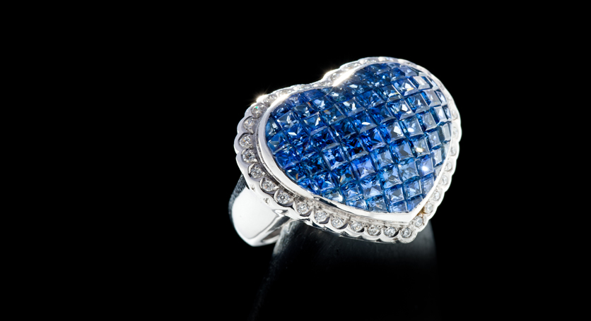 Silver with Sapphire and Zirconia Ring