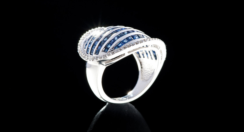 Silver with Sapphire and Zirconia Ring