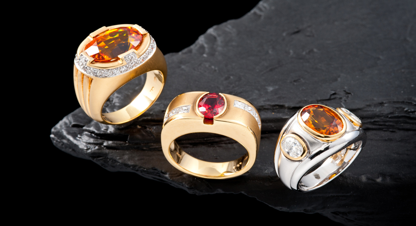 18K Yellow Sapphire and Diamond + 18K Ruby and Diamond + 18K White and Yellow Gold with Yellow Sapphire and Diamond Ring