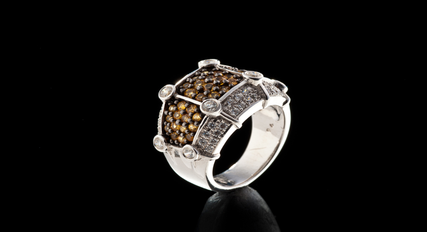 Silver with Yellow Sapphire and Zirconia Ring