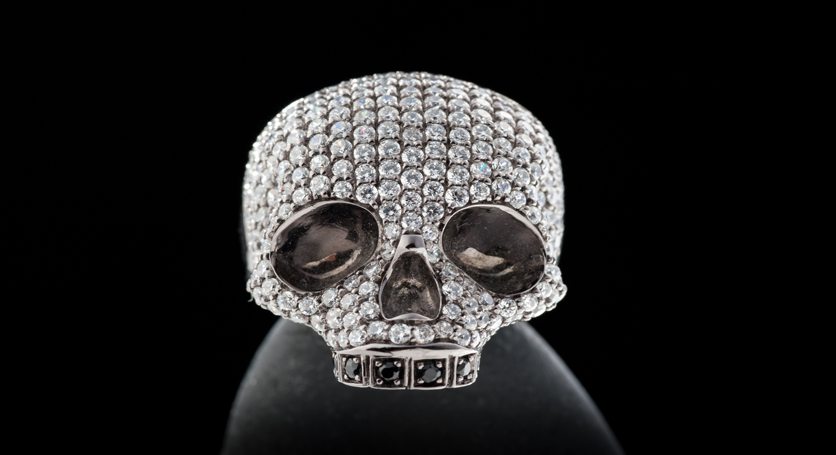 Silver with Onyx and Zirconia Ring