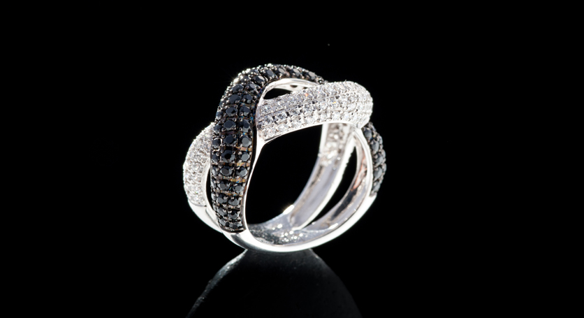 Silver with Onyx and Zirconia Ring