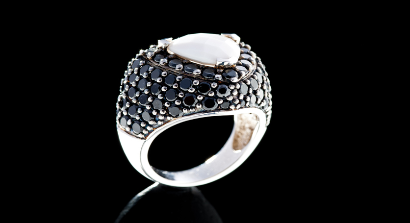 Silver with Chalcedony and Onyx Ring