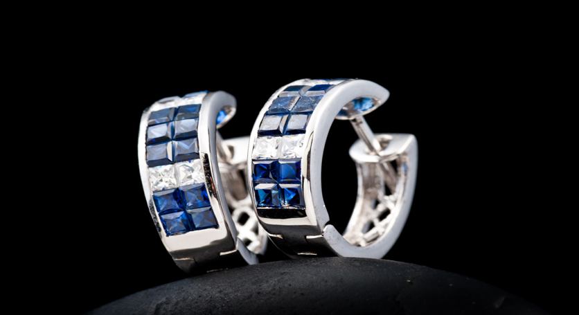 Silver with Sapphire and Zirconia Earring