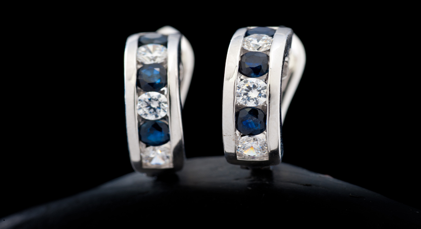 Silver with Sapphire and Zirconia Earring