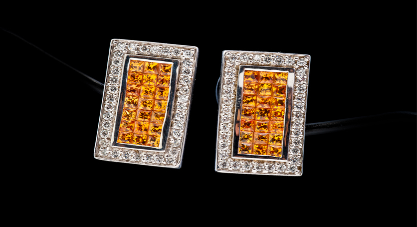 Silver with Yellow Sapphire and Zirconia Earring