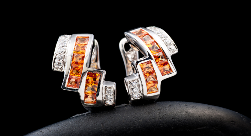 Silver with Yellow Sapphire and Zirconia Earring