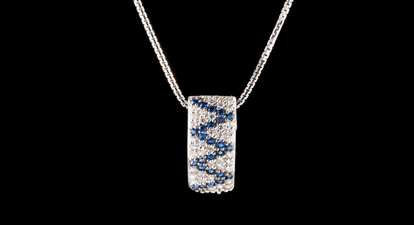 Silver with Sapphire and Zirconia Pendant