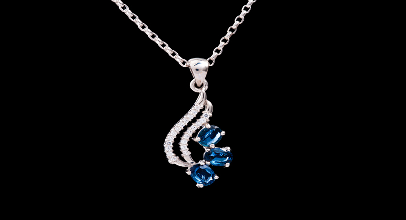 Silver with Sapphire and Zirconia Pendant