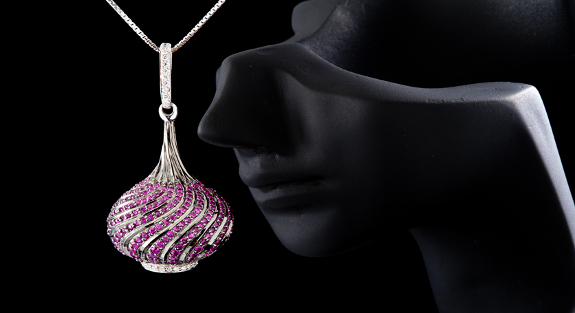 Silver with Ruby and Zirconia Pendant