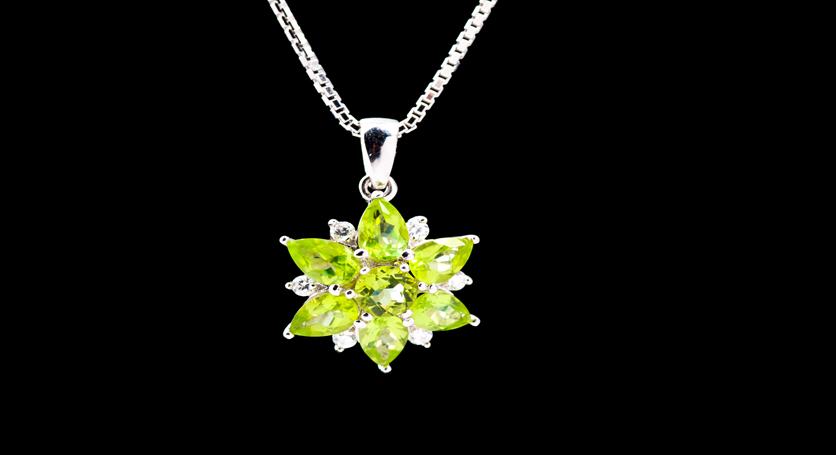 Silver with Peridot and Zirconia Pendant