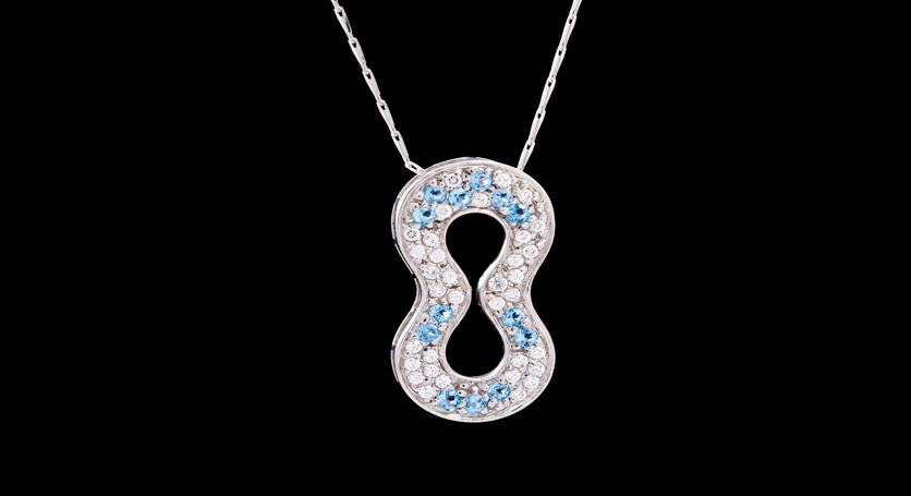 Silver with Blue Topaz and Zirconia Pendant