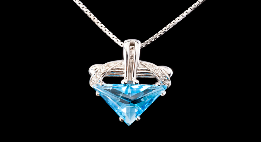 Silver with Blue Topaz and Zirconia Pendant