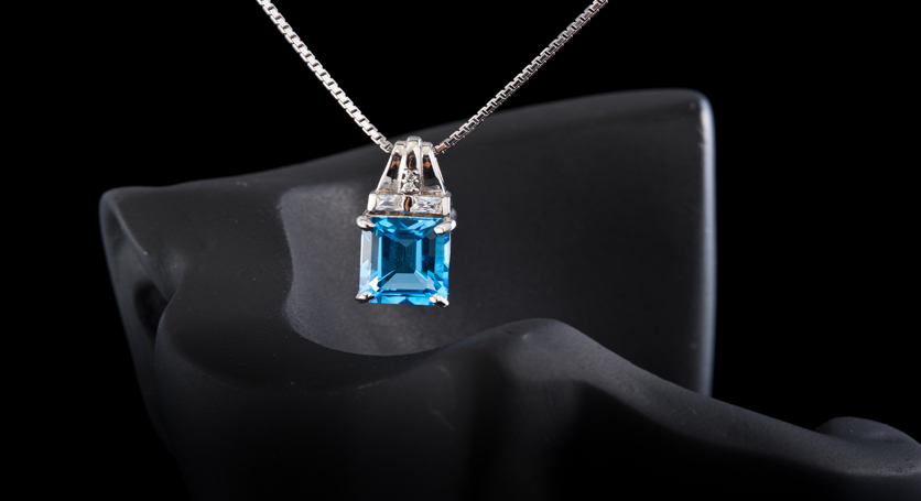 Silver with Blue Topaz and Zirconia Pendant