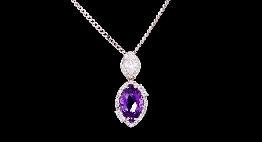 Silver with Amethyst and Zirconia Pendant