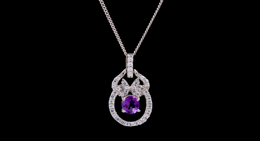 Silver with Amethyst and Zirconia Pendant