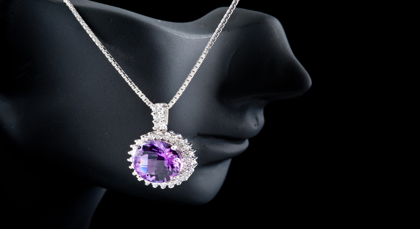 Silver with Amethyst and Zirconia Pendant