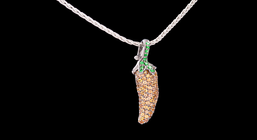 Silver with Tsavorite and Citrine Pendant