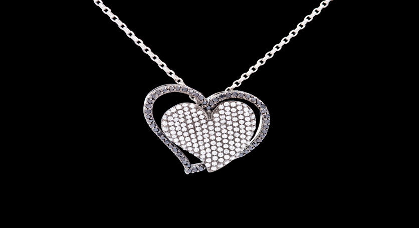 Silver with Onyx and Zirconia Pendant