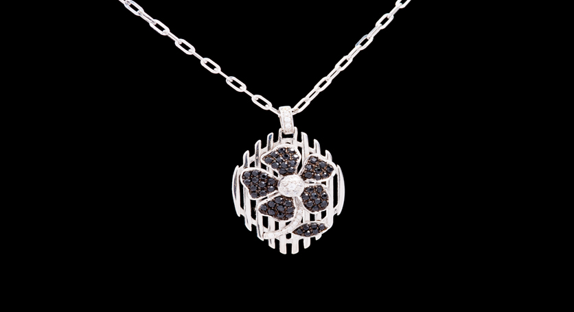 Silver with Onyx and Zirconia Pendant