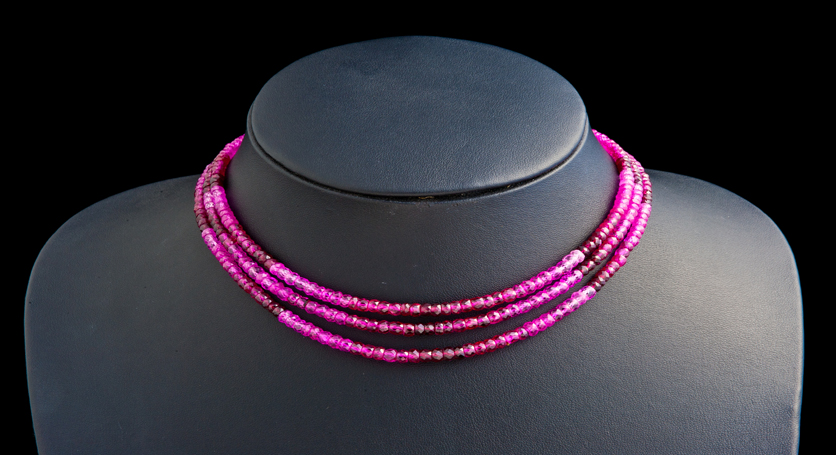 Ruby and Pink Sapphire Bead Necklace