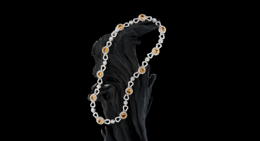 Silver with Citrine and Zirconia Necklace