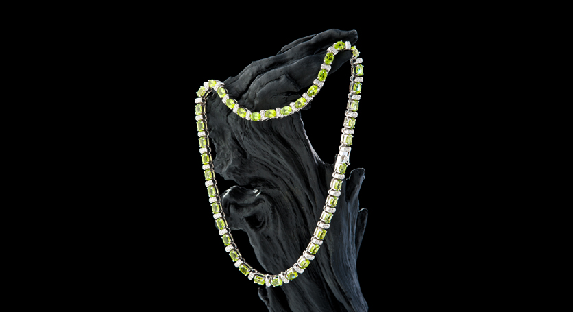 Silver with Peridot and Zirconia Necklace