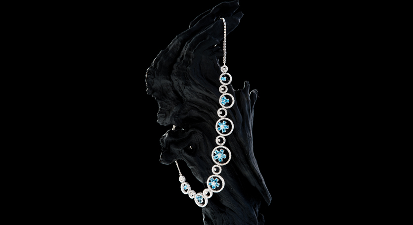 Silver with Blue Topaz and Zirconia Necklace