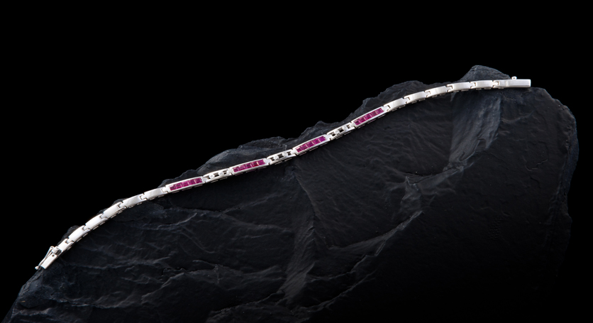 Siiver with Ruby and Zirconia Bracelet