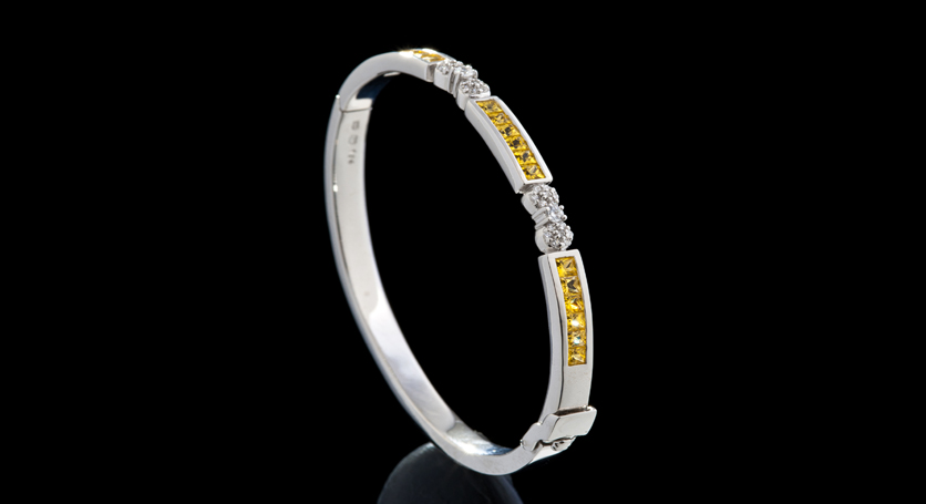Silver with Yellow Sapphire and Zirconia Bangle