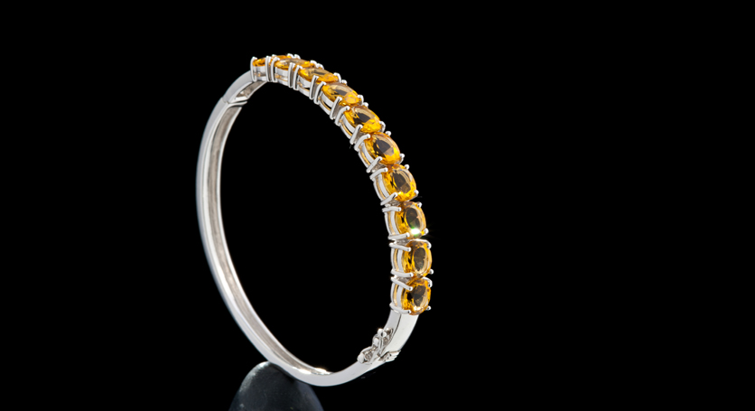 Silver with Citrine Bangle