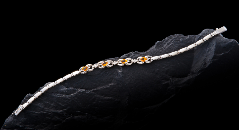 Silver with Citrine and Zirconia Bracelet
