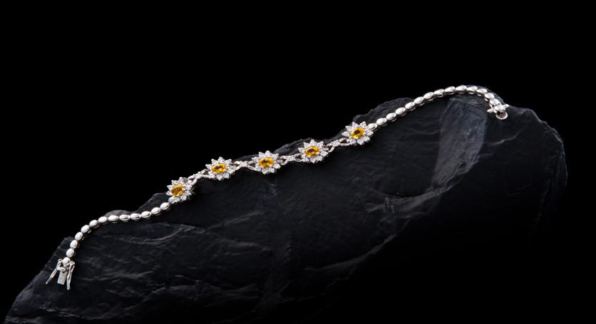 Silver with Citrine and Zirconia Bracelet