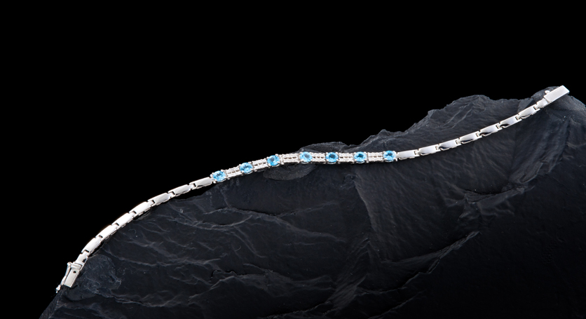 Silver with Blue Topaz and Zirconia Bracelet