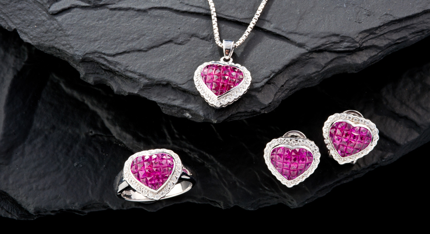 Silver with Ruby and Zirconia Set