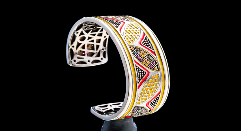 Enamel and Multicolor Stones Bangle