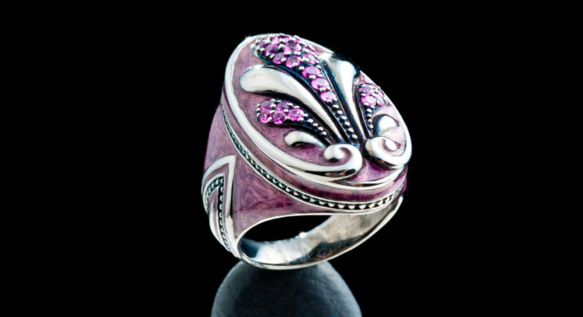 Enamel and Ruby Ring