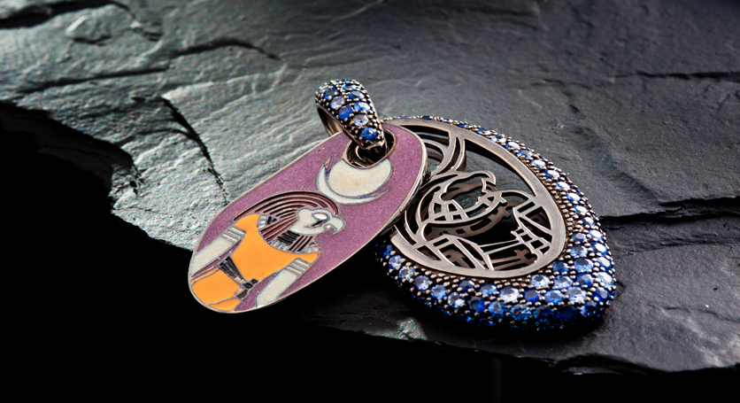 Enamel and Sapphire Pendant